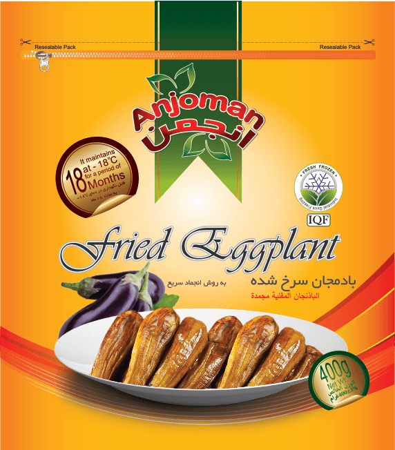 Anjoman IQF Frozen FRIED Eggplant 24 x 400 g