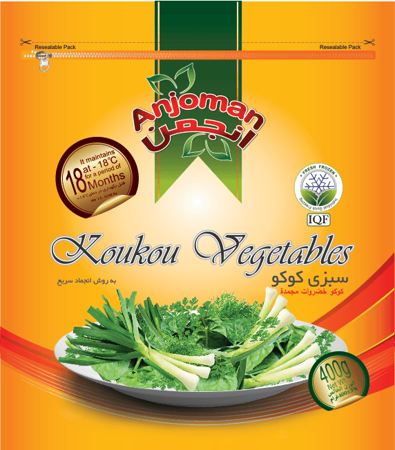 Anjoman IQF Frozen Kou Kou Mixed VEG 24 x 400 g